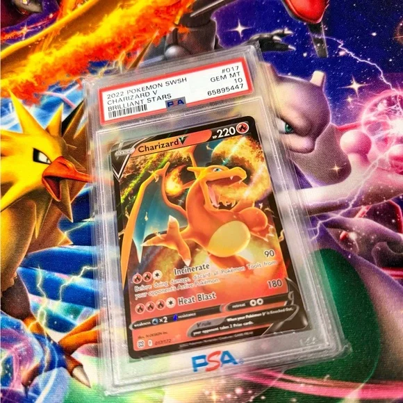 2022 POKEMON SWORD & SHIELD BRILLIANT STARS #017 CHARIZARD V PSA 10 - Picture 4 of 6